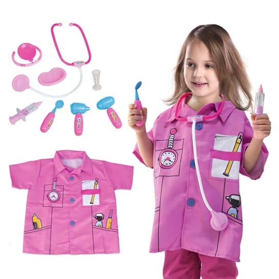 B&K Baby Nurse Costume for Kids Girls Role Play Set Dress Up Hospital Costumes Set (PINK)