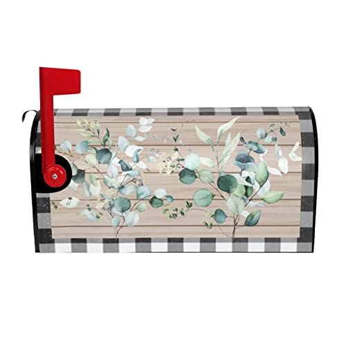 Spring Green Leaf Mailbox Covers Magnetic Standard Size 18 X 21 Black White Buffalo Plaid Board Mailbox Cover Holiday Decorations Mailbox Wrap Post Letter Box Cover Decor For Home Outdoor Garden #TOP1