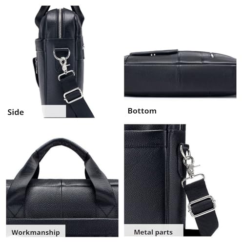 Men's Messenger Bag,Waterproof Vintage Genuine Leather Briefcase Large Leather Computer Laptop Bag Rugged Satchel2