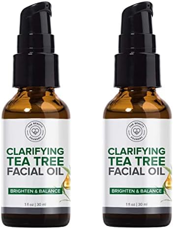 Beauty Foundry Clarifying Tea Tree Facial Oil, Targets Acne and Uneven Skin Tone, Antioxidant-Rich Beauty Oil, 1-fl oz/30ml (2 Pack)
