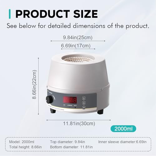 Image of LAB FISH HMSC-2000ml Heating Mantle Magnetic Stirrer, 450W | 2000ml capacity, digital temp control with probe, timer, magnetic stirring for lab flask heating & mixing