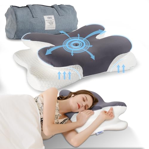 IDEA Almohada cervical, almohada de espuma viscoelástica ergonómica, almohada ortopédica, almohada cervical, ganador de la prueba, almohada de apoyo para el cuello, almohada de viaje, almohada