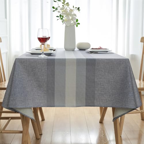 Arwllzz Nappe de Table Anti Tache Effet Lin 140 x 200 Nappe Grise Rectangulaire Aspect Lin Lavable et imperméable pour Table Salle à Manger Rectangle et Ovale Cuisine...