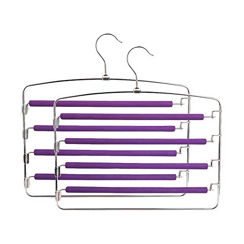 Percha de Pantalones Percheros para Ropa de Múltiples Capas Ahorro de Espacio con Espuma Antideslizante Acolchada para Guardarropas (2 Piezas, Púrpura)