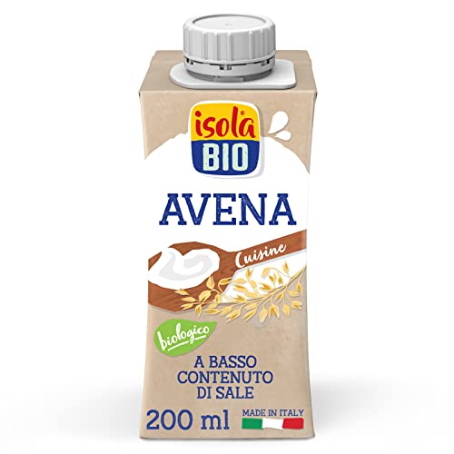 ISOLA BIO - Pack de 24 Unidades de 200 ml de Crema Ecológica de Avena para Cocinar - Sin Azúcar Añadido - Apta para Consumo Vegano - Indicada como Alternativa Vegetal a la Nata Líquida