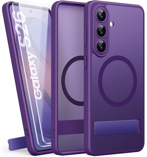 Coque Samsung S26 anti-choc violette avec protège-écran et support