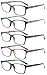 Eyekepper 5-Pack Spring Hinges Wood-Look Arms Crystal Clear Vision Reading Glasses Included Computer Glasses +1.0
