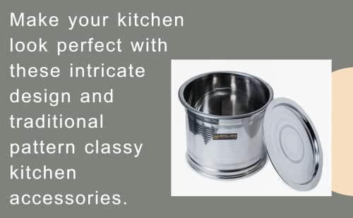 Image of Steel Rice Storage Container 5 KG | Mini Container | Mini Storage Box | Drum | (SET OF 2), Silver