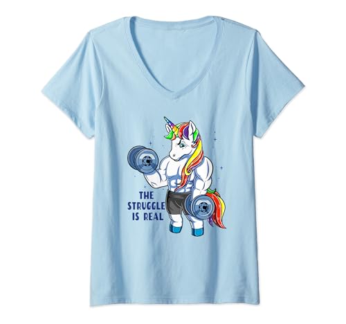 Mujer unicorn weightlifting camiseta