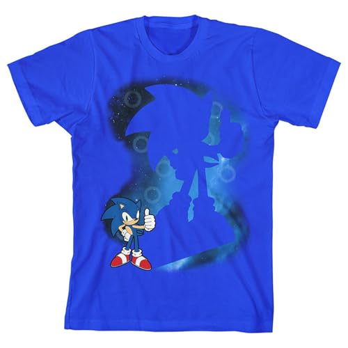 Sonic The Hedgehog Classic Sonic Shadow Cut-Out Boy's Royal Blue T-Shirt