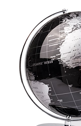 Exerz Metallic World Globe (Dia 12-Inch / 30cm) Black – Educational/Geographic/Modern Desktop Decoration - Stainless Steel Arc and Base/Earth World - Metallic Black - for School, Home, and Office - Thumbnail 5