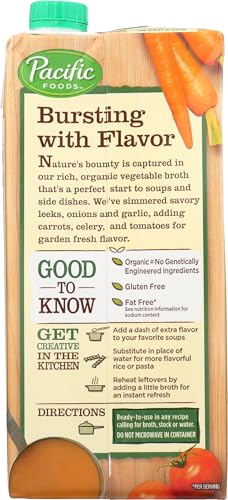 Image of Pacific Foods, Broth Vegetable Organic, 32 Fl Oz (Pack of 3)