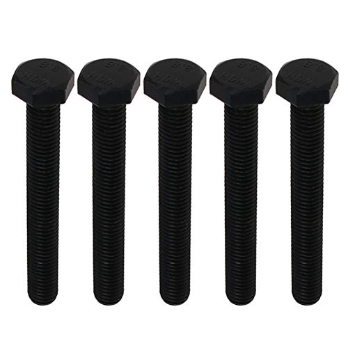 Image of M10 x 80mm Carbon Steel Grade 8.8 External Hex Head Screw Bolts Metric Thread Hexagon Bolts Fastener, 86.7 x 16 x 16mm (Lx W x H) Bolts for Machinery Industry Furniture Hardware Black 5pcs