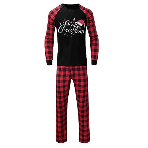 Familia Navidad Home Set padre-hijo vestido estilo papá, Negro , L