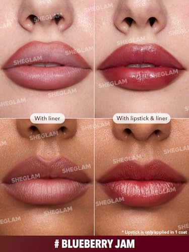 Image of SHEGLAM Glam 101 Sheer Tinted Glossy Lip Liner and Long Lasting Lipstick Set Makeup-Blueberry Jam
