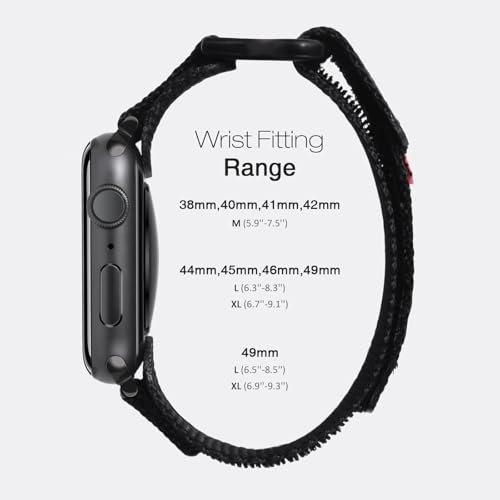 Nereides Compatible with Apple Watch Series 11 Band Series 10/9/8/7/6/5/4/SE/SE2/SE3/Ultra 3/2/1, Nylon Sports Strap with Woven Design for 49mm/46mm/45mm/44mm (L, Black)