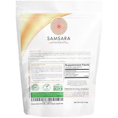 Samsara Herbs Pine Pollen Powder Wild Harvested - 99% Cracked Cell Wall (4oz/114g) Supports Healthy Energy & Longevity