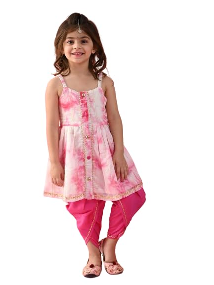 Image of Saka Designs Tie & Dye Blue and Sea Green Jhabla and Dhoti