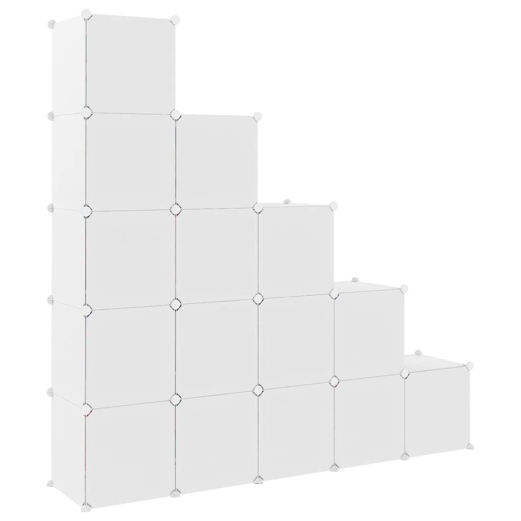 vidaXL Armoire de Rangement pour Enfants avec 15 Cubes Organisateur Stockage Tout-Petits Meuble de Rangement Maison Intérieur Blanc PP