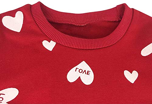 Image of Little Girls Outfits Clothes Toddler Long Sleeve Heart Print Hoodie Shirts Top + Leggings Kids Clothing Set