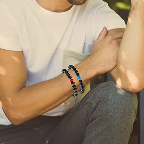 Mozaka 12Pcs Couples Distance Relationship Bracelets Lava Rock Stone Beaded Bracelet For Men Women Natural 8Mm Energy Healing Stone Bracelets Essential Oil Diffuser Bracelets His And Her Friendship Matching Bracelets #TOP4