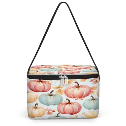 GzLeyigou Harvest Pumpkins Lunch Bags for Women Men 9 Cans, Hot & Cold Food Delivery Bag Insulated Grocery Bag Insulated Lunch Box Cooler Bag for Office Work Picnic Beach