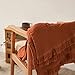 Simple&Opulence Cotton Muslin Throw Blanket for Bed, Couch, Knit Woven Gauze Blanket with Tassels, Soft Lightweight Cozy Pre-Washed Breathable Farmhouse Decoration for All-Season (Rust Orange)
