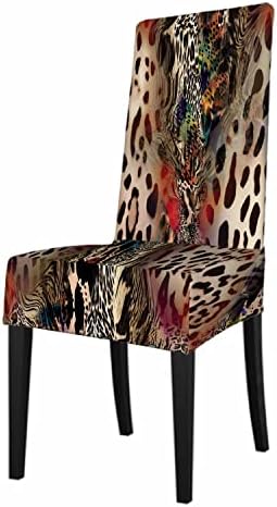 Numland Leopard Print Chair Covers Jungle African Animal Skin Texture Cheetah Wildlife Camouflage Anti-Dust Chair Seat Protector Stretchable Washable Polyester for Home Dining Room Decor 1 Pack