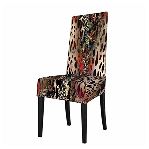 Numland Leopard Print Chair Covers Jungle African Animal Skin Texture Cheetah Wildlife Camouflage Anti-Dust Chair Seat Protector Stretchable Washable Polyester for Home Dining Room Decor 1 Pack