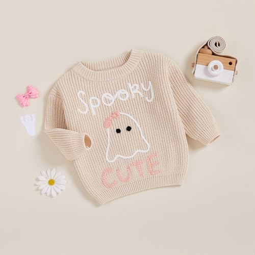 Toddler Baby Boy Girl Sweater Embroidery Knit Pumpkin Sweater Pullover Sweatshirt Halloween Outfits3