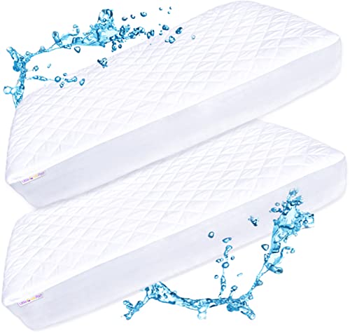 Image of Crib Mattress Protector Pad 2 Pack - Waterproof & Noiseless, Ultra-Soft Breathable Mattress Cover for Baby Cribs and Toddler Beds, Highly Absorbent Fitted and Dryer Safe