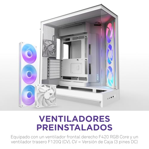 Caja de PC ATX NZXT H9 Flow RGB semitorre doble cámara blanco con ventilador de 420mm 3