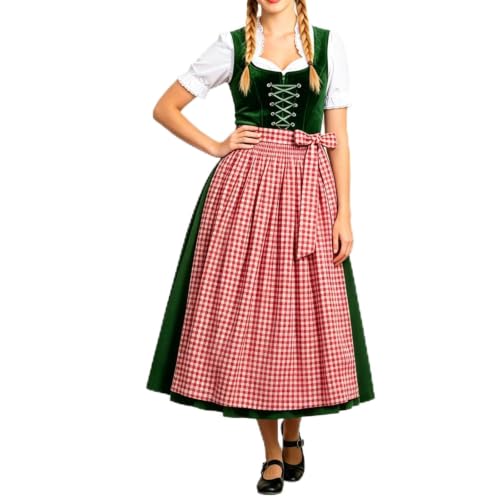 Delantal largo a cuadros Oktoberfest adultos evita manchas en cocina noble y fiestas
