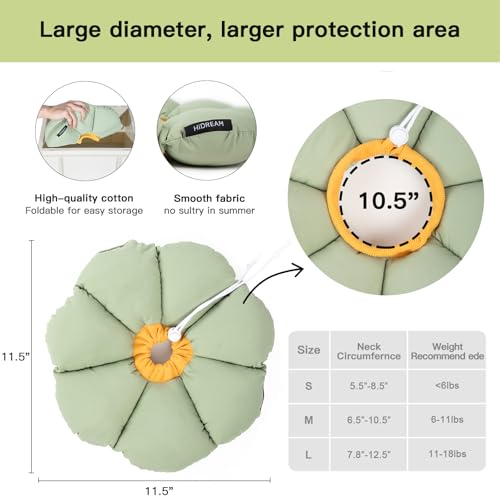 Image of Cat Cone Collar,Cute Waterproof Cat Recovery Collar,Anti-Bite Lick Wound Healing Safety Elizabethan e Collar for Cats,Green Flower All-Season Style
