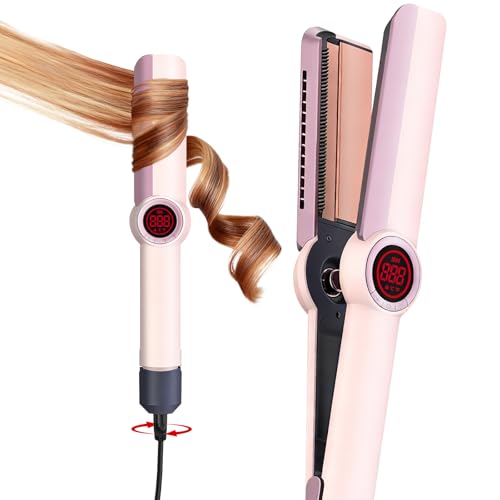 Plancha y rizador 2 en 1 para el cabello rosa miniatura 1