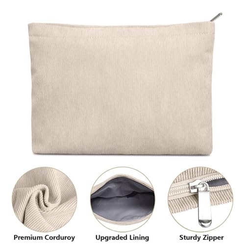 FITDON 2PCS Cosmetic Bags for Women Makeup Bag for Purse Small Corduroy Makeup Pouch Travel Make Up Bag with Zipper Toiletry Bag Organizer3