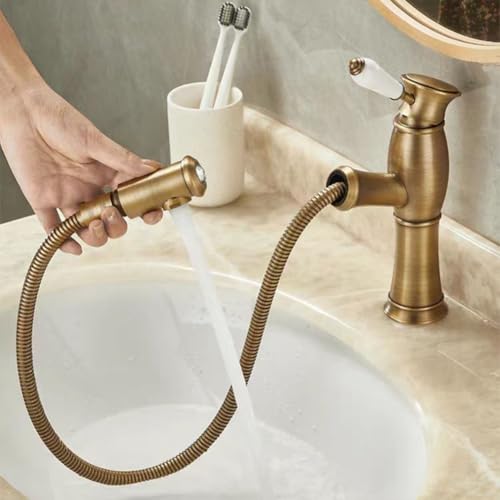 Mitigeur de lavabo de salle de bain avec jet extractible rétro - 4