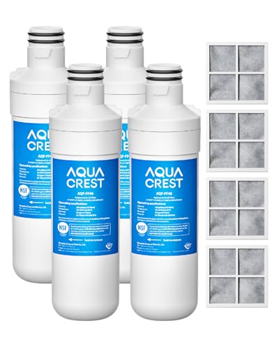 Image of AQUA CREST LT1000PC ADQ747935 Refrigerator Water Filter and Air Filter, Replacement for LG® LT1000P®/PC/PCS, LMXS28626S, LFXS26973S, MDJ64844601, ADQ74793501, ADQ74793502 and LT120F®, 4 Combo