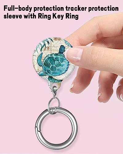 Image of ZEKICE AirTag Holder with Anti-Scratch Protective Cover,Securely Attach to Your Keys,Bag or Pet Collar(Sea Turtle)