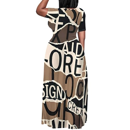 Image of PinkPatty Plus Size Maxi Dress for Women Summer Casual Short Sleeve Tshirt Dresses with Pockets (XL-6XL)