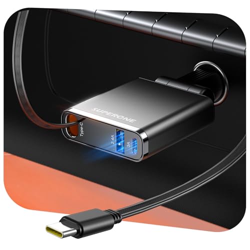 【2026 Ultra-Slim】SUPERONE Retractable Car Charger