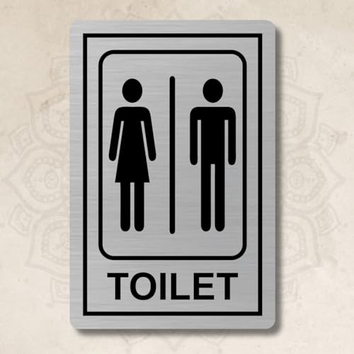 Image of Gents & Ladies Washroom Toilet Sign Board Self Adhesive Restroom Sign for Glass & Wooden Doors Ideal for Offices, Hospitals, Malls, and Businesses (6 inchx4 inch Stainless Steel)