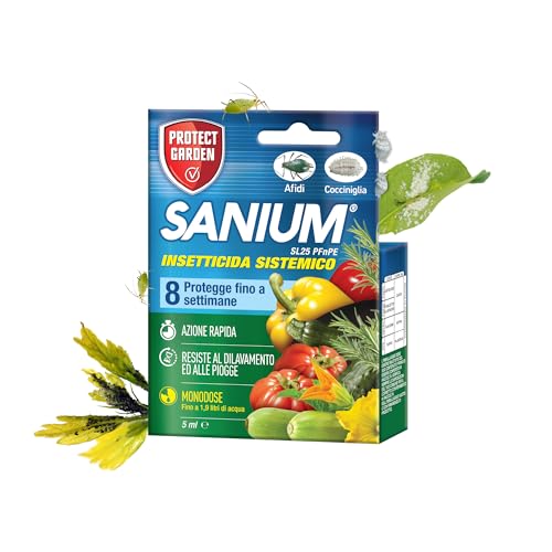 PROTECT GARDEN Sanium SL25 PFnPE Piante Edibili, Insetticida Sistemico Concentrato. Elimina Afidi, Cocciniglia. Rapida Azione Abbattente. Fino a 8 Settimane di Protezione 5ml