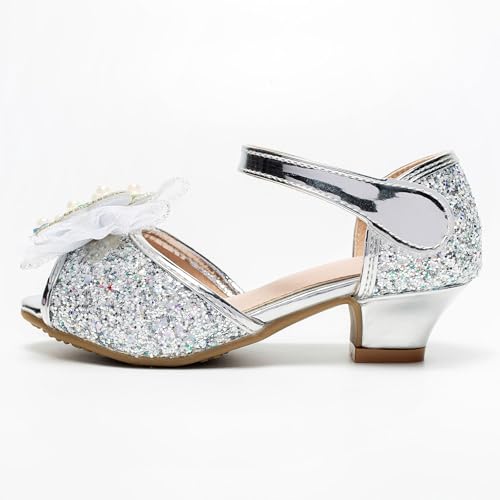 IWIHMIV Girls Dress Shoes Toddler Kids Low Heels Sandals Ankle Strap Wedding Party Flower Girl Princess Dress Up Shoes3