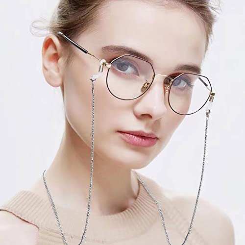 Quacc 3pcs Eyeglass Chains Metal Neck Cord Sunglass Neck Strap Holder with 6 Pair Anti-slip Loops Spectacles Straps Lanyard Eyewear Straps for Men and Women (Silver Golden Black) - Thumbnail 4
