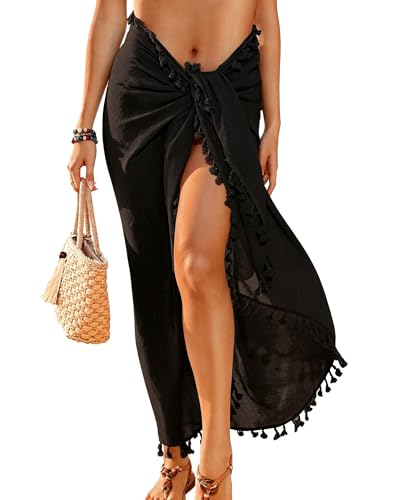 Pañuelo Multiusos con Flecos – Pareo Rectangular para Mujer, Tela Ligera & Fluida, Ideal como Fular para Bikini o Chal para Las Noches de Verano