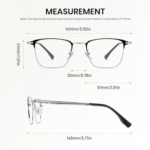 Image of Cyxus Men Blue Light Blocking Glasses Half Rimless Computer Gaming Glasses