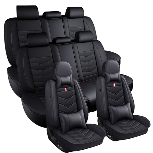 Image of Car Seat Covers 7 Seats for Mitsubishi Outlander 2003-2026, Waterproof Durable Leather Vehicle Cushion Covers, Breathable Full Coverage Seat Protector(Luxury,Black)