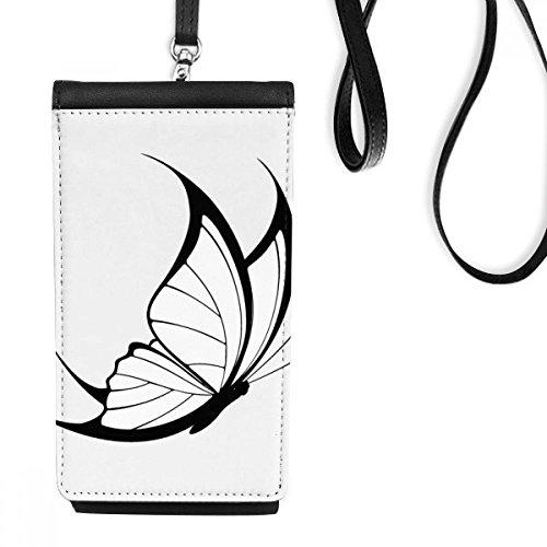 Smartphone Sac en Faux Cuir Finition Vintage Volant Papillon Noir