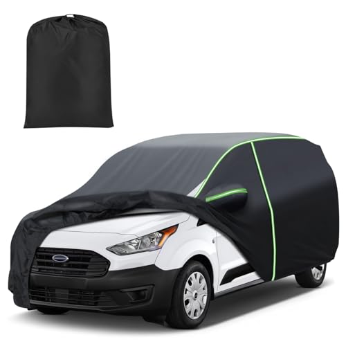 Mixsuper Liner Car Cover for Ford Transit Connect 2014-2026, 7 Layers Waterproof Car Cover Accessories for Transit Connect Van with Zipper Door, Windproof Straps, Reflective Strips, All Weather